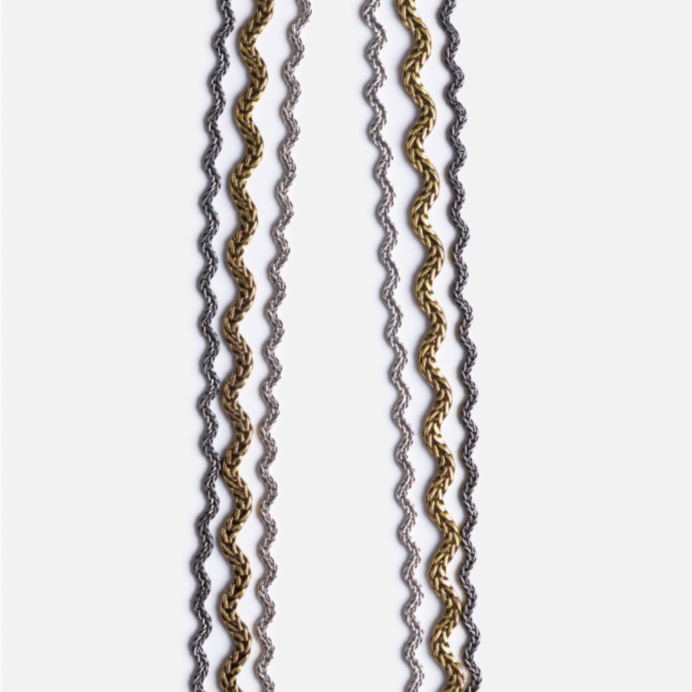 NWT Johnny Was Ric Rac Gold & Silver Necklace Triple Strand Mixed Metal Wavy